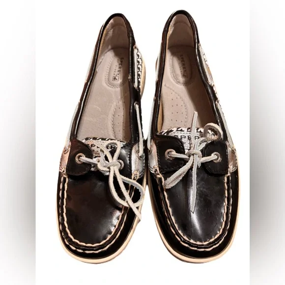 Black Houndstooth Sperrys Size 8 - Picture 2 of 6